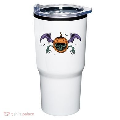 Jack O Lantern Creepy Skull Bat Halloween Tumbler
