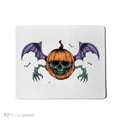 Jack O Lantern Creepy Skull Bat Halloween Mousepad