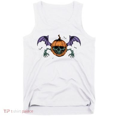 Jack O Lantern Creepy Skull Bat Halloween Tank Top