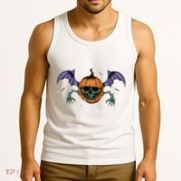 Jack O Lantern Creepy Skull Bat Halloween Tank Top thumb 3