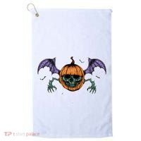 Jack O Lantern Creepy Skull Bat Halloween Golf Towel thumb 0