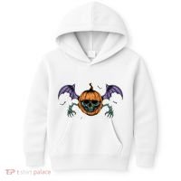 Jack O Lantern Creepy Skull Bat Halloween Kids Hoodie thumb 0