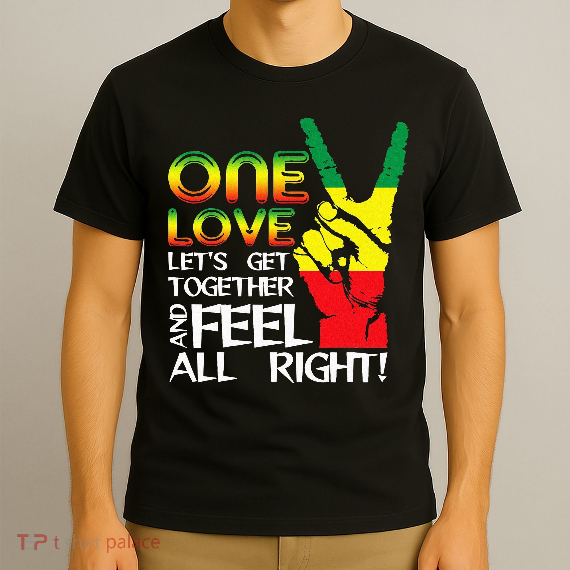 Jamaica One Love Reggae Caribbean Music Pride Flag T-Shirt