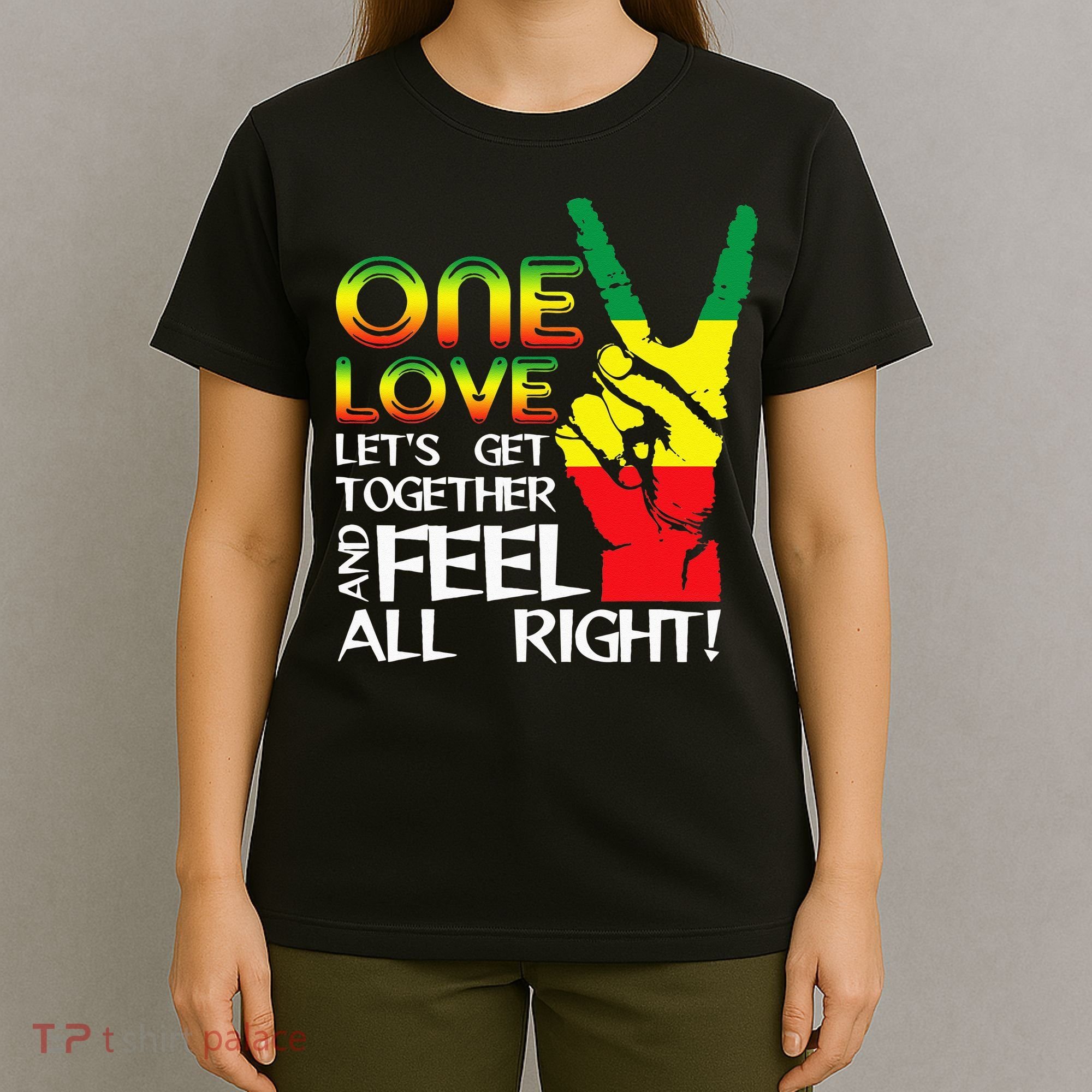 Jamaica One Love Reggae Caribbean Music Pride Flag T-Shirt