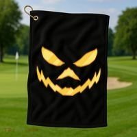 Jack O Lantern Face Halloween Spooky Golf Towel thumb 1