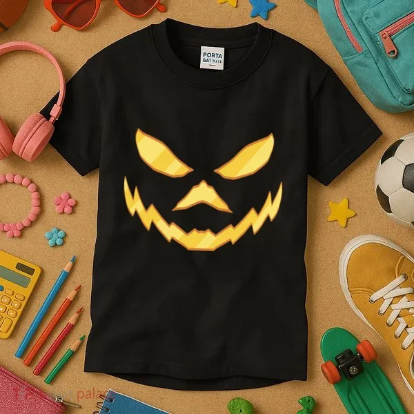 Jack O Lantern Face Halloween Spooky Kids T-Shirt