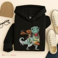 Jack O Lantern Riding T Rex Hoodie thumb 4