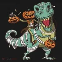 Jack O Lantern Riding T Rex Bucket Hat thumb 4