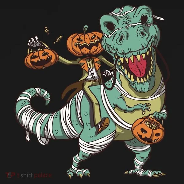Jack O Lantern Riding T Rex Bucket Hat