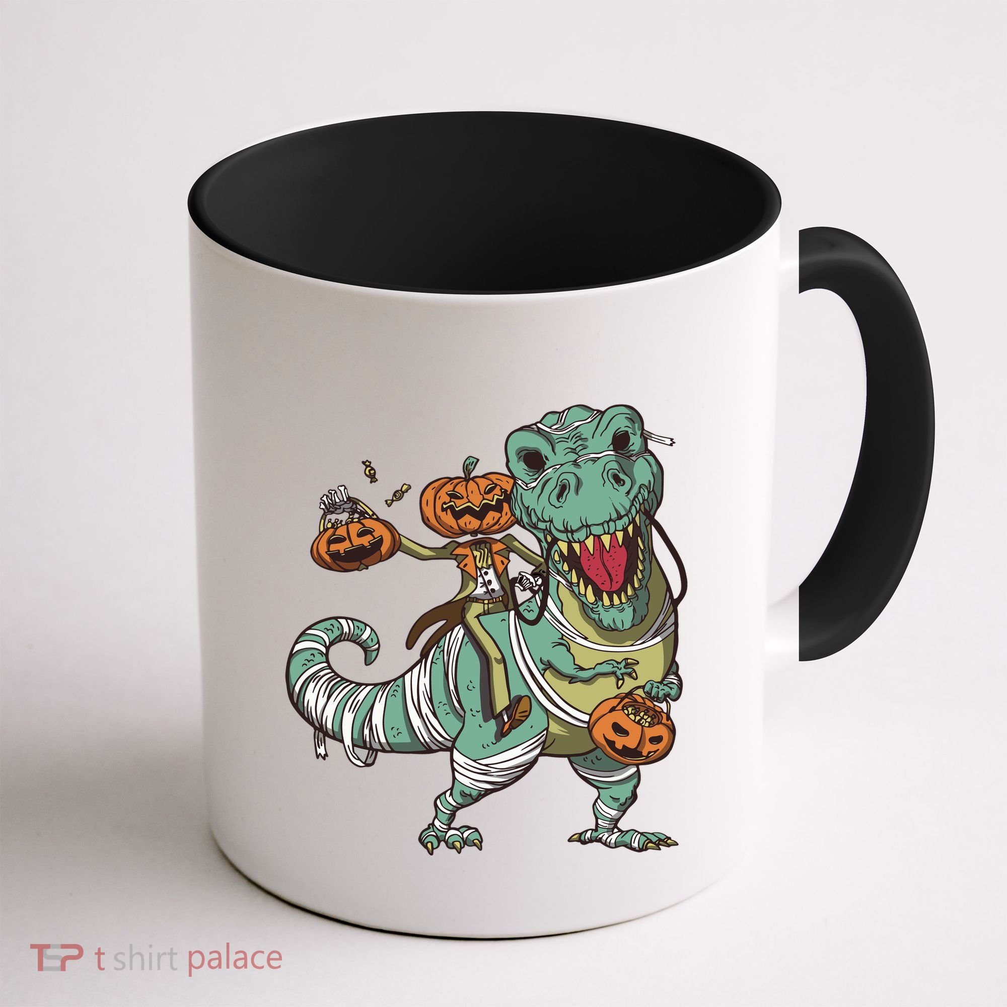 Jack O Lantern Riding T Rex Coffee Mug