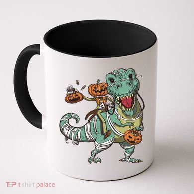 Jack O Lantern Riding T Rex Coffee Mug
