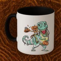 Jack O Lantern Riding T Rex Coffee Mug thumb 2