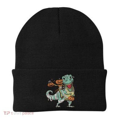 Jack O Lantern Riding T Rex Beanie