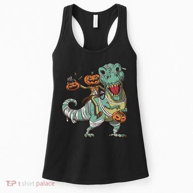 Jack O Lantern Riding T Rex Women's Tank Top