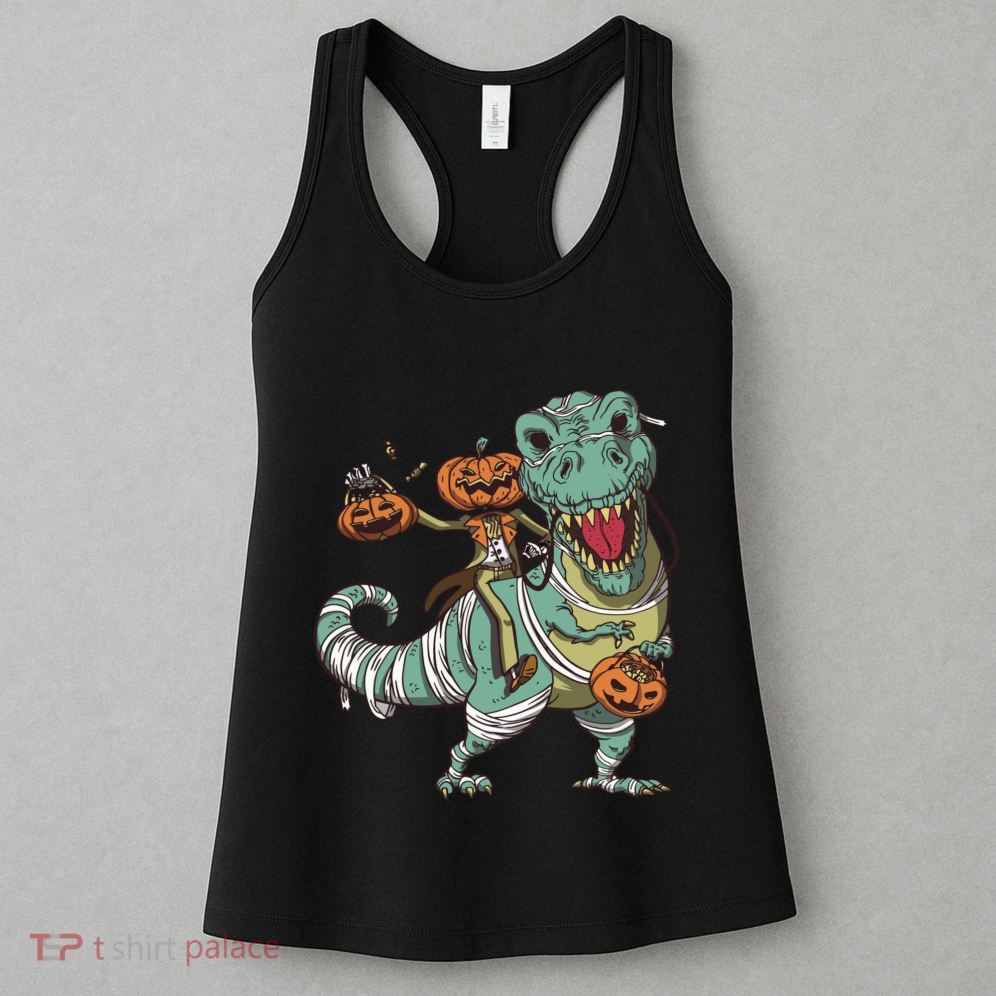 Jack O Lantern Riding T Rex Women's Tank Top