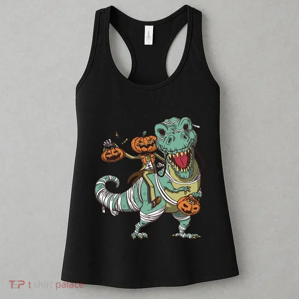 Jack O Lantern Riding T Rex Women's Tank Top