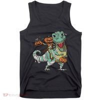 Jack O Lantern Riding T Rex Tank Top thumb 0