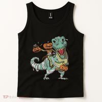 Jack O Lantern Riding T Rex Tank Top thumb 2