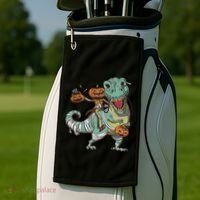 Jack O Lantern Riding T Rex Golf Towel thumb 2