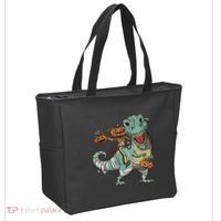 Jack O Lantern Riding T Rex Tote Bag thumb 2