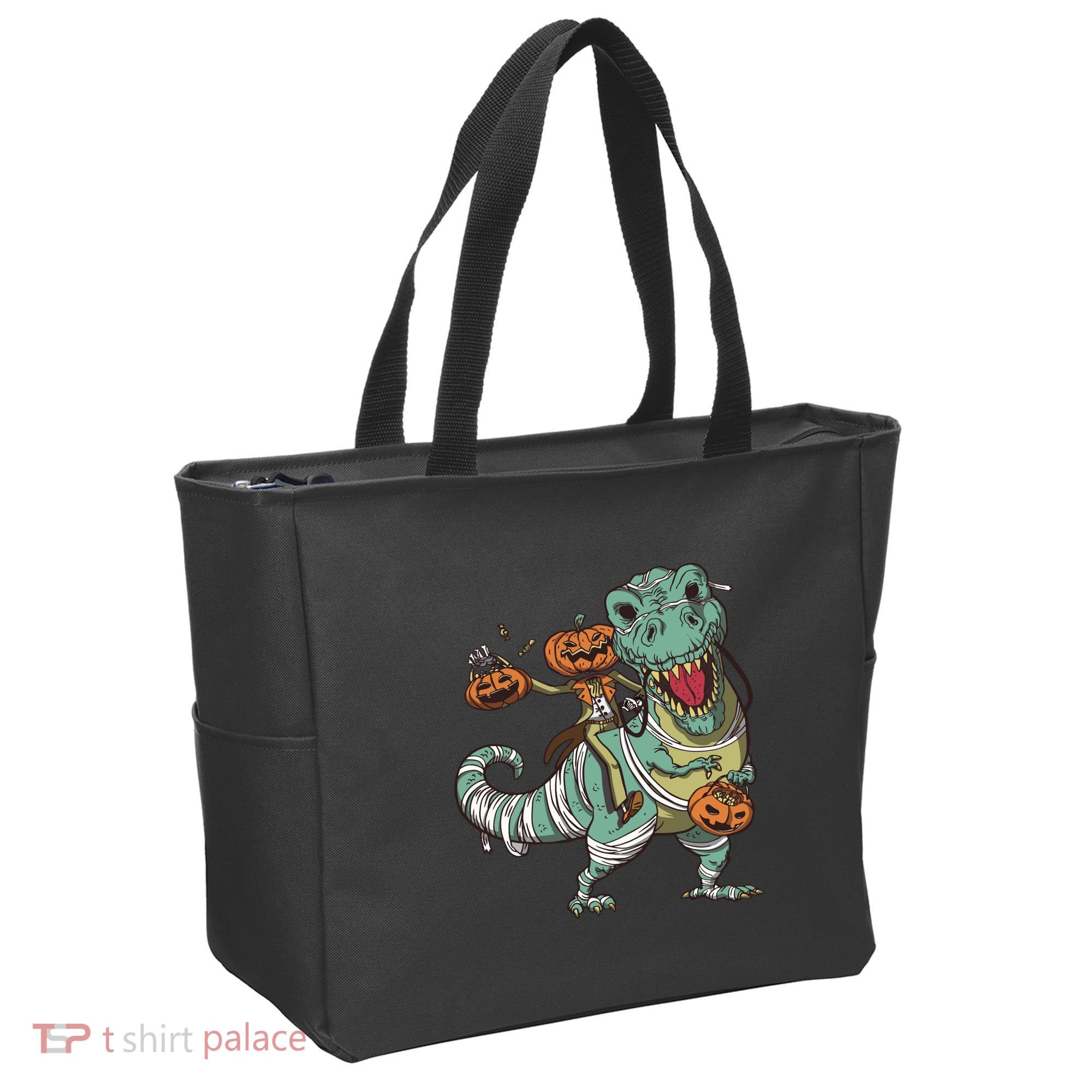 Jack O Lantern Riding T Rex Tote Bag