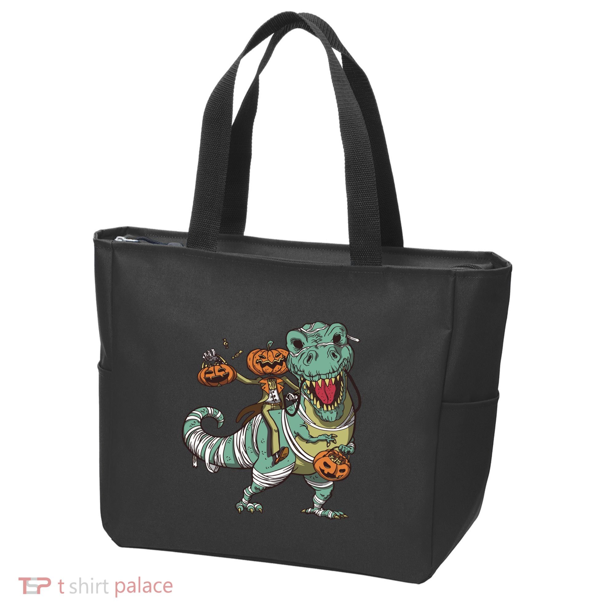 Jack O Lantern Riding T Rex Tote Bag