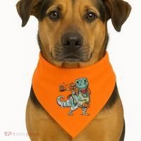 Jack O Lantern Riding T Rex USA-Made Doggie Bandana thumb 1