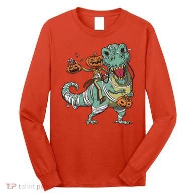 Jack O Lantern Riding T Rex Long Sleeve Shirt