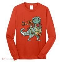 Jack O Lantern Riding T Rex Long Sleeve Shirt thumb 0