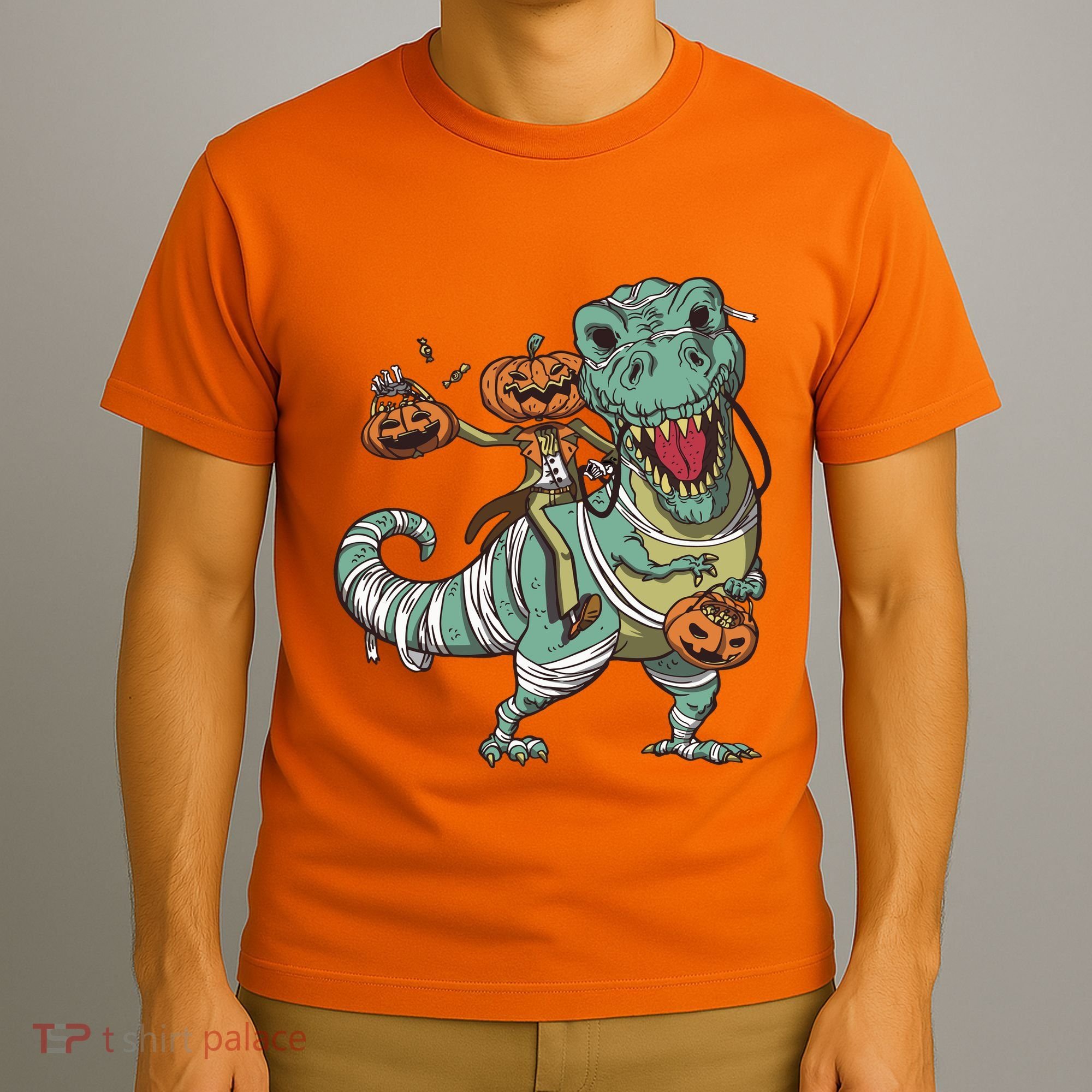 Jack O Lantern Riding T Rex T-Shirt
