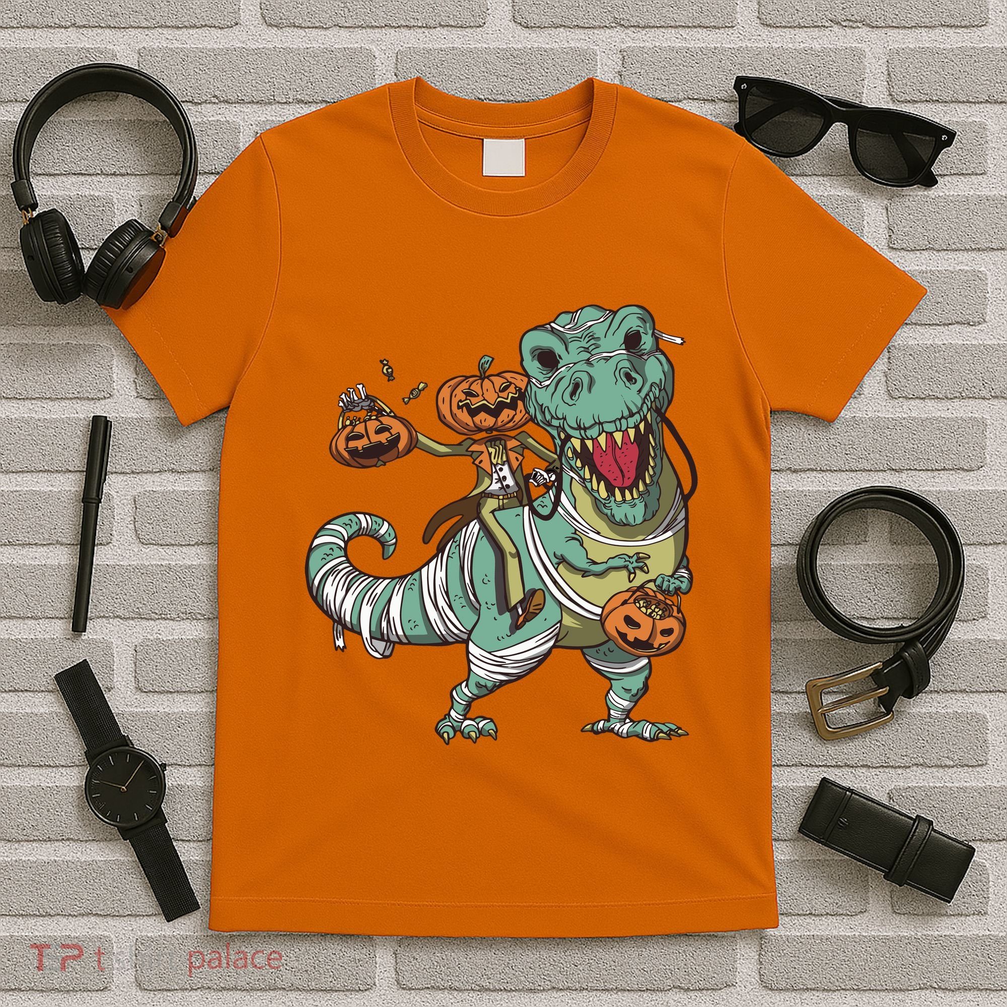 Jack O Lantern Riding T Rex T-Shirt