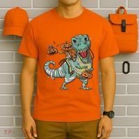 Jack O Lantern Riding T Rex T-Shirt thumb 6