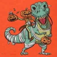 Jack O Lantern Riding T Rex T-Shirt thumb 7
