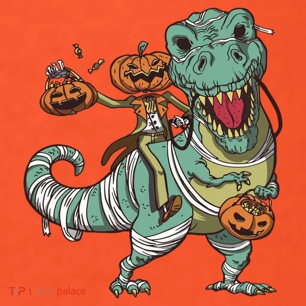 Jack O Lantern Riding T Rex T-Shirt