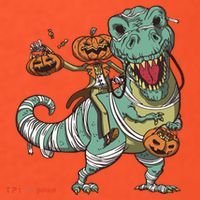 Jack O Lantern Riding T Rex Coaster thumb 2