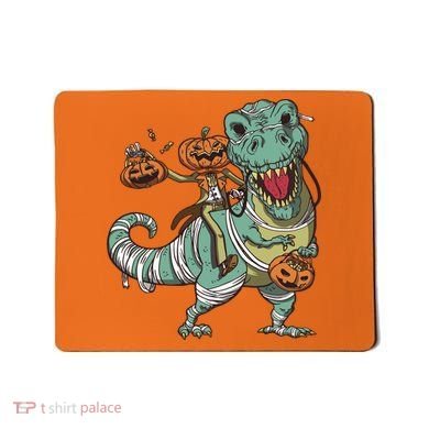 Jack O Lantern Riding T Rex Mousepad