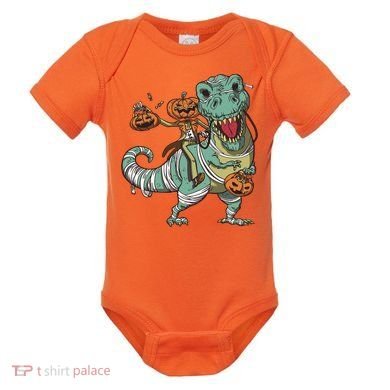 Jack O Lantern Riding T Rex Baby Bodysuit