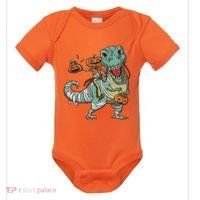 Jack O Lantern Riding T Rex Baby Bodysuit thumb 0