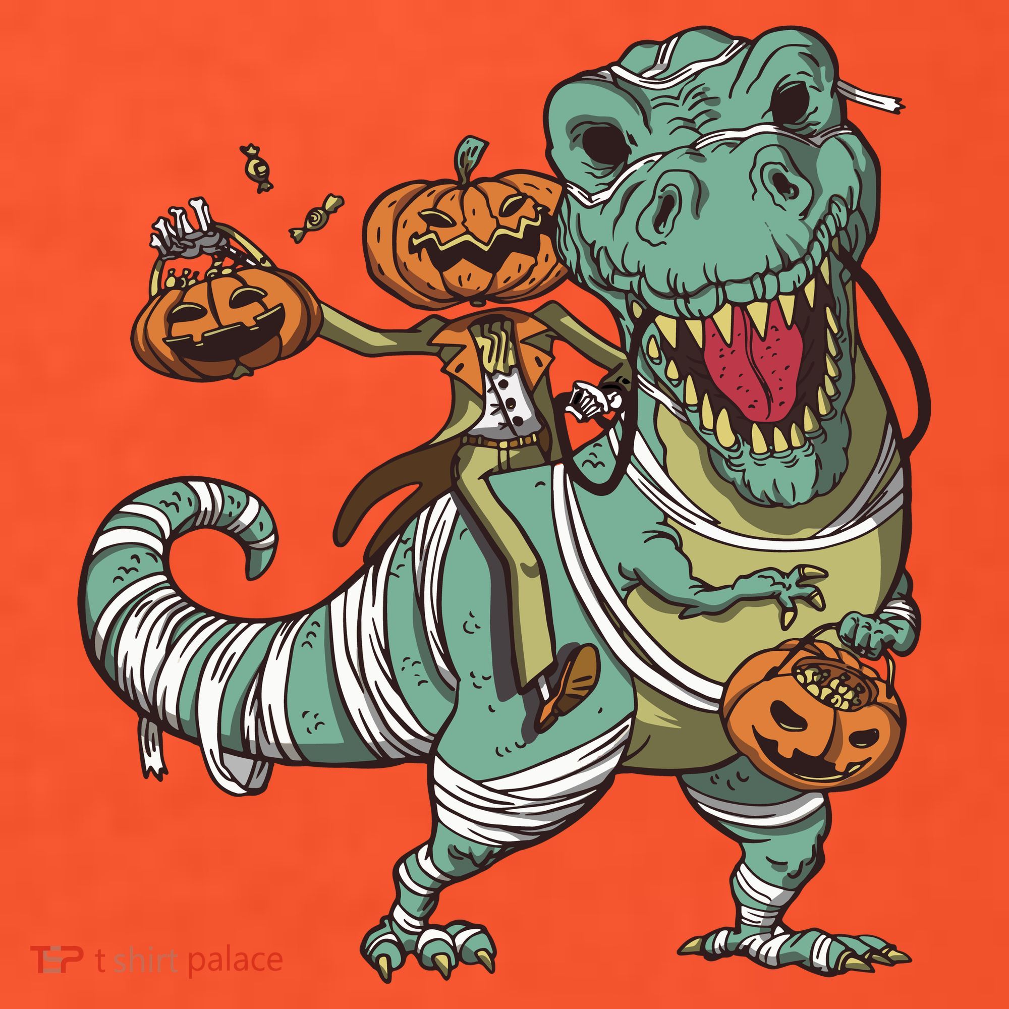 Jack O Lantern Riding T Rex Women's T-Shirt