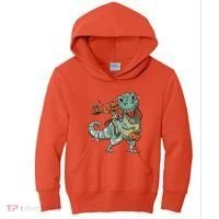 Jack O Lantern Riding T Rex Kids Hoodie thumb 0