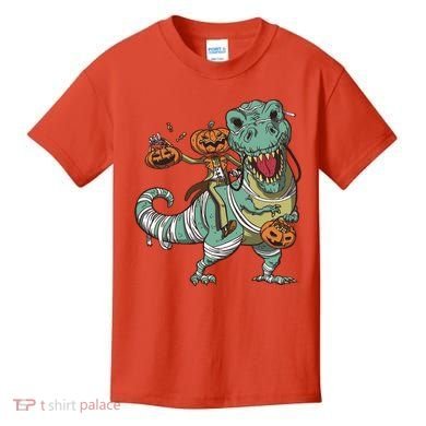 Jack O Lantern Riding T Rex Kids T-Shirt