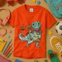 Jack O Lantern Riding T Rex Kids T-Shirt thumb 3