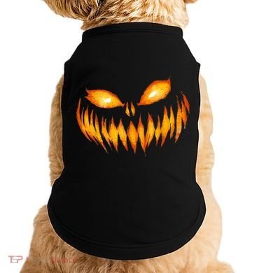 Jack O Lantern Scary Carved Pumpkin Face Halloween Doggie Tank