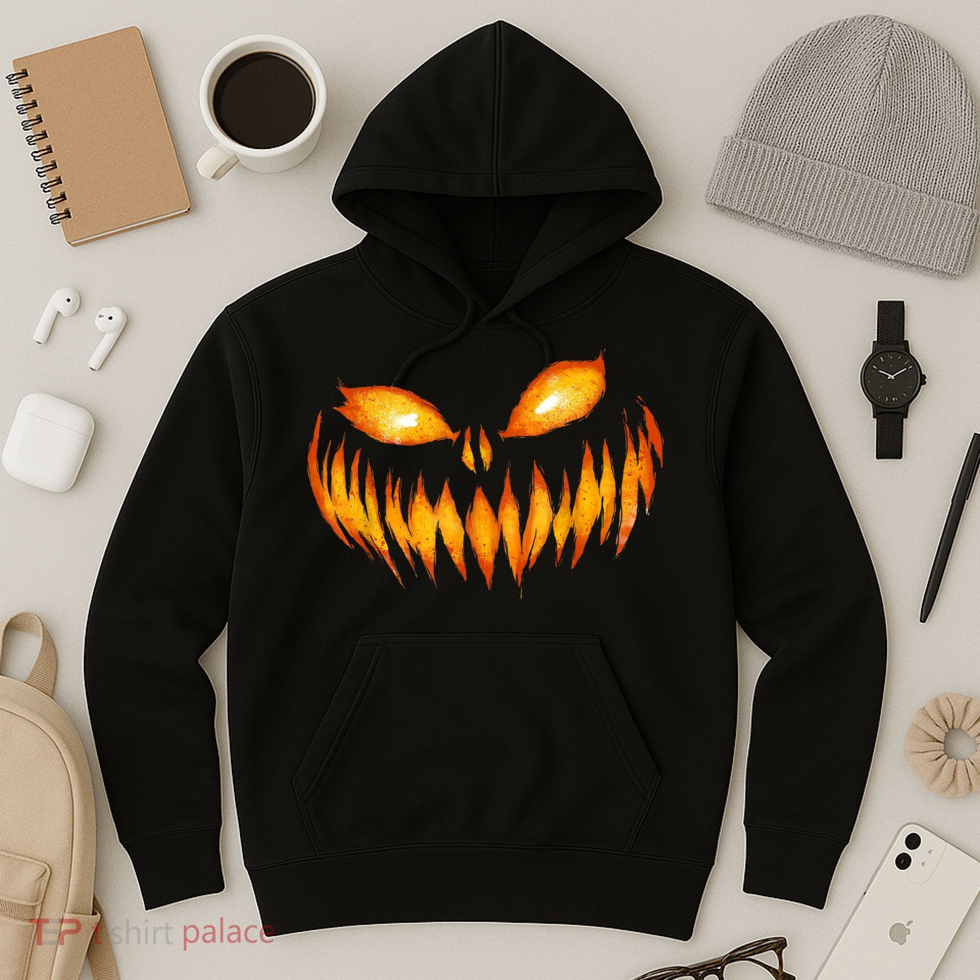 Jack O Lantern Scary Carved Pumpkin Face Halloween Hoodie