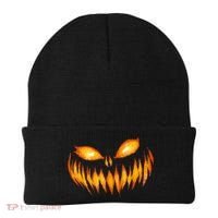 Jack O Lantern Scary Carved Pumpkin Face Halloween Beanie thumb 0