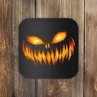 Jack O Lantern Scary Carved Pumpkin Face Halloween Coaster thumb 0