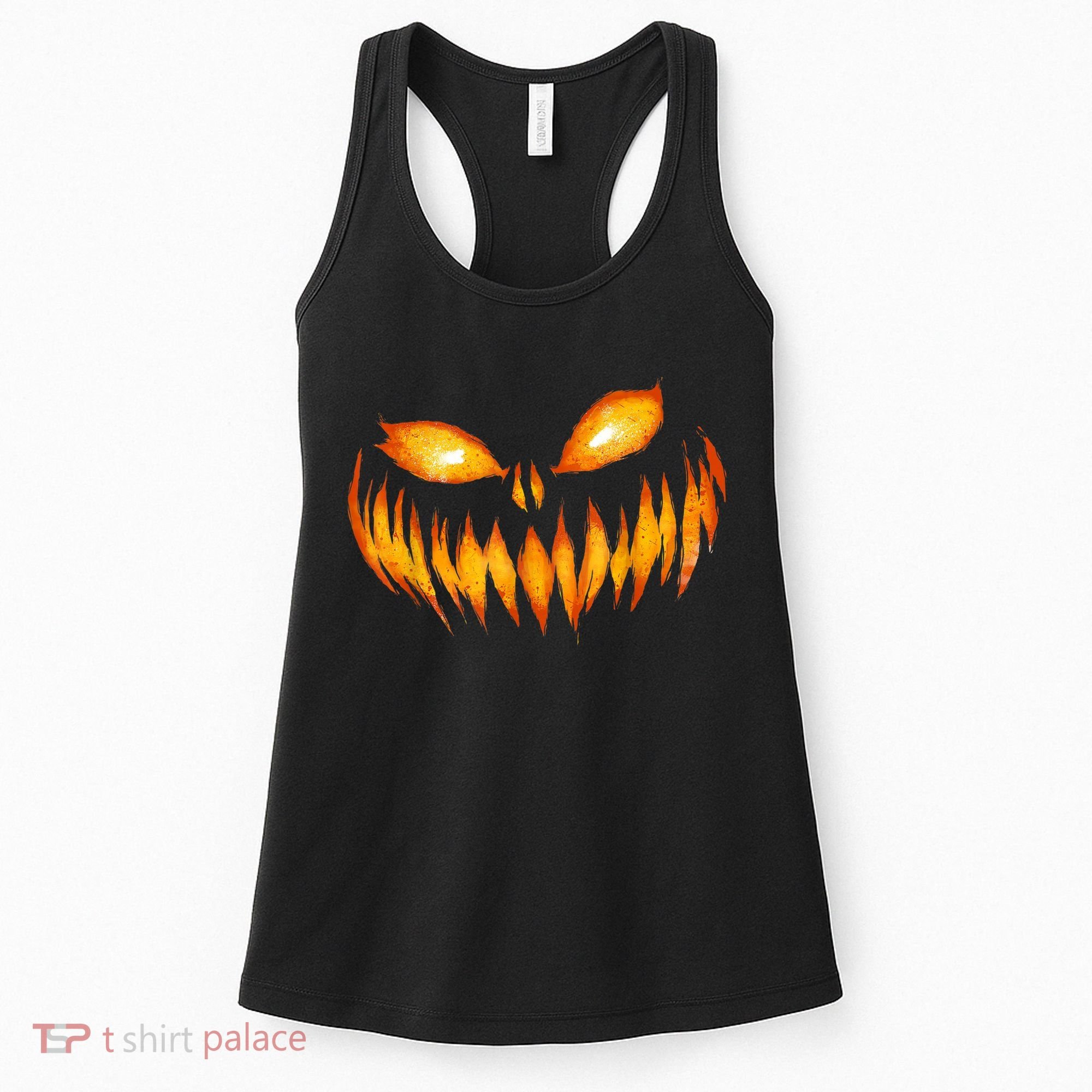 Jack O Lantern Scary Carved Pumpkin Face Halloween Women's Tank Top