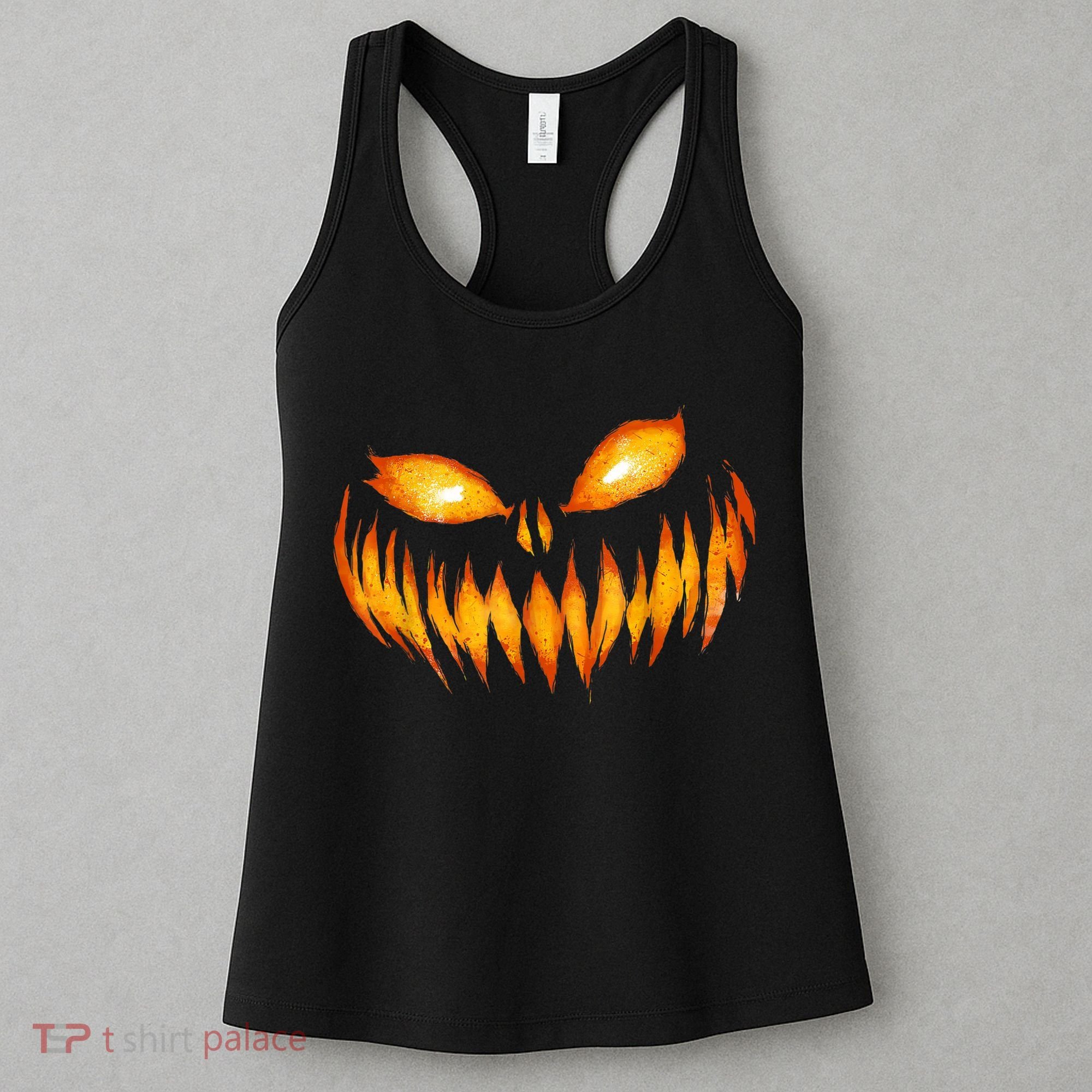 Jack O Lantern Scary Carved Pumpkin Face Halloween Women's Tank Top