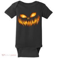 Jack O Lantern Scary Carved Pumpkin Face Halloween Baby Bodysuit thumb 0