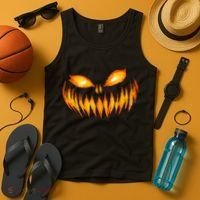 Jack O Lantern Scary Carved Pumpkin Face Halloween Tank Top thumb 4